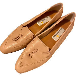 90s Taupe Leather Pointed Toe Flats by Liz Claiborne